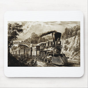 Steam engine locomotive history mouse pad