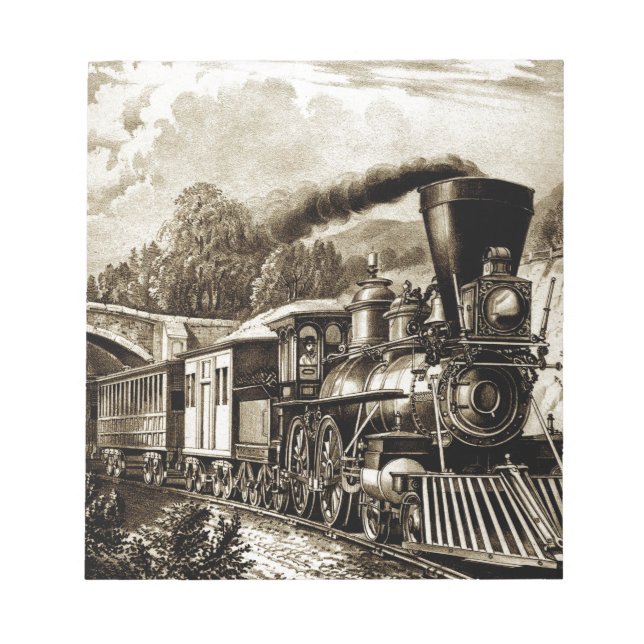 Steam engine locomotive history notepad (Front)