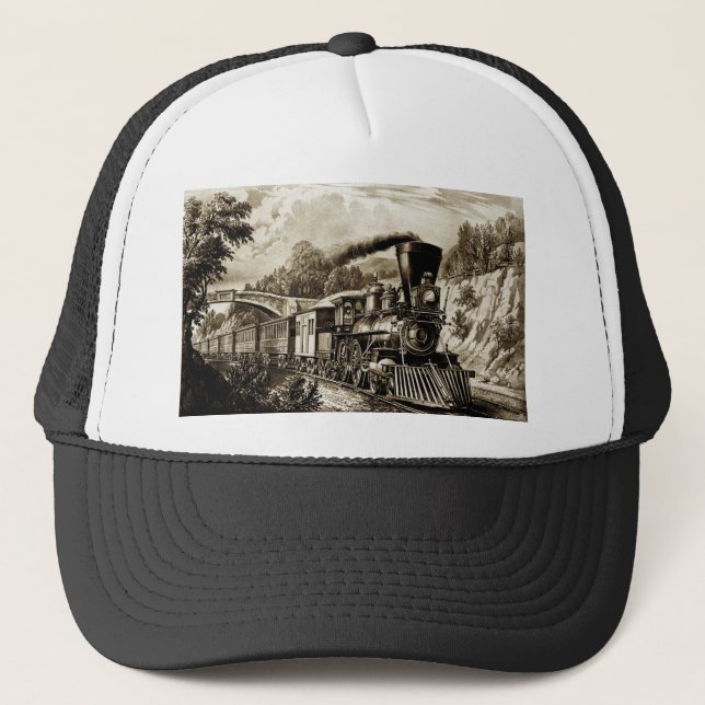 Steam engine locomotive history trucker hat (Front)