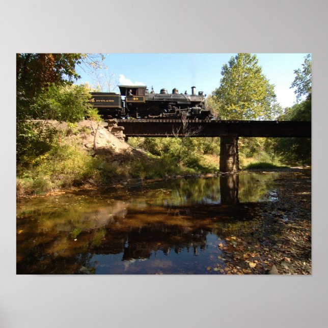 Steam Engine on Trestle Poster (Front)