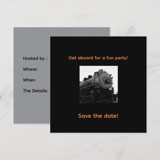 Steam Engine Party Invitation (Front/Back)