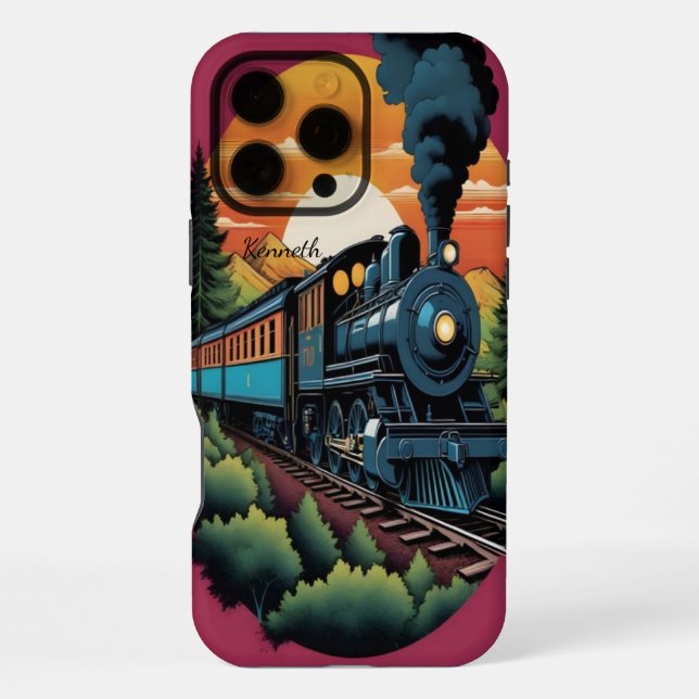 Steam Engine Sunset Journey iPhone Case (Back)