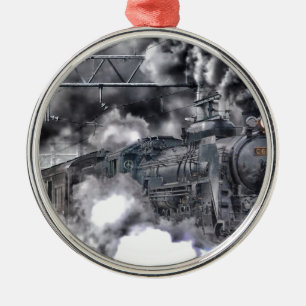 Steam Engines Trains HDR Photo Metal Ornament