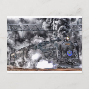 Steam Engines Trains HDR Photo Postcard