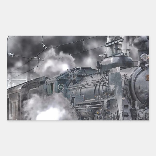 Steam Engines Trains HDR Photo Rectangular Sticker (Front)