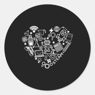 Steam Heart Shape Stem Teacher Science Lover Byck Classic Round Sticker