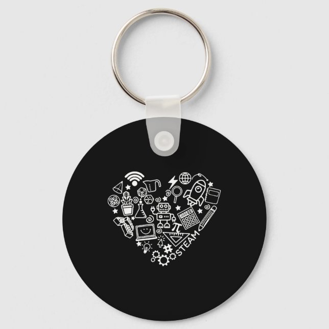Steam Heart Shape Stem Teacher Science Lover Byck  Key Ring (Front)