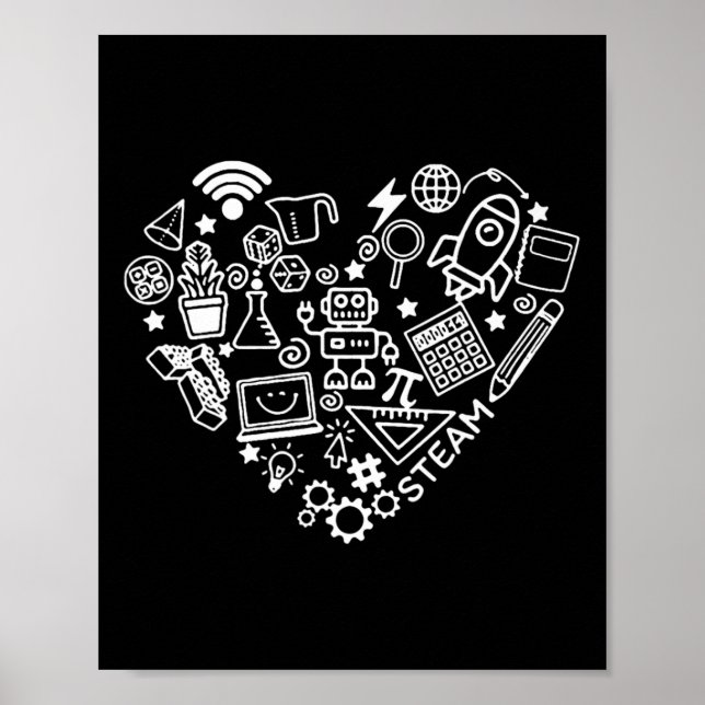 Steam Heart Shape Stem Teacher Science Lover Byck  Poster (Front)