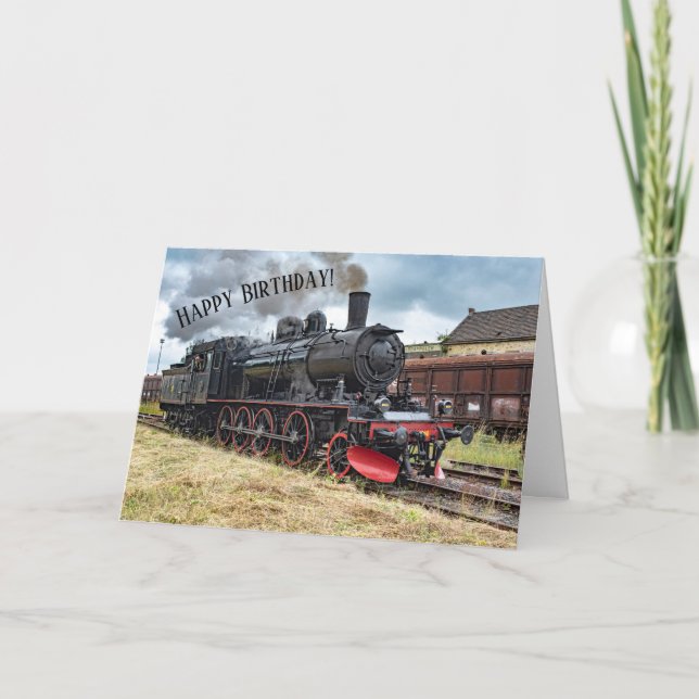 Steam Locomotive Boilermaker Train Funny Birthday  Card (Front)