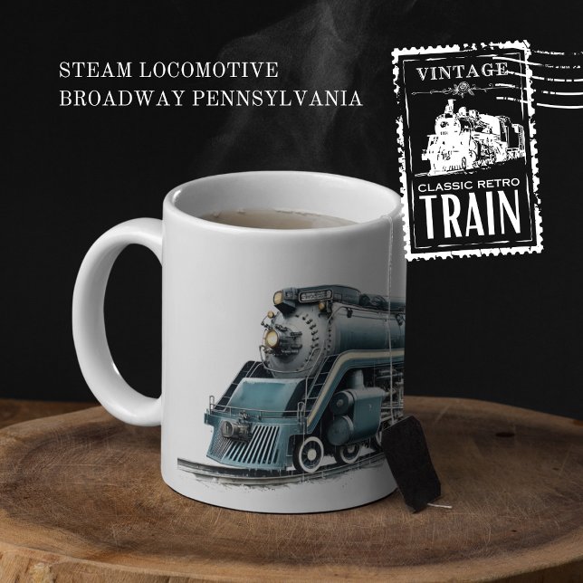 Steam Locomotive Broadway Pennsylvania Two-Tone Coffee Mug (Steam Locomotive Broadway Pennsylvania cover from The Beekeeper Store)