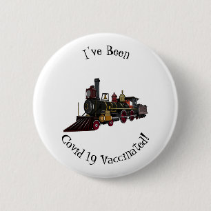Steam locomotive cartoon illustration 6 cm round badge