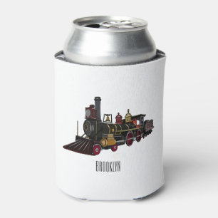 Steam locomotive cartoon illustration can cooler