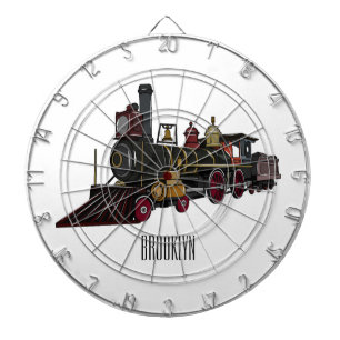 Steam locomotive cartoon illustration dartboard