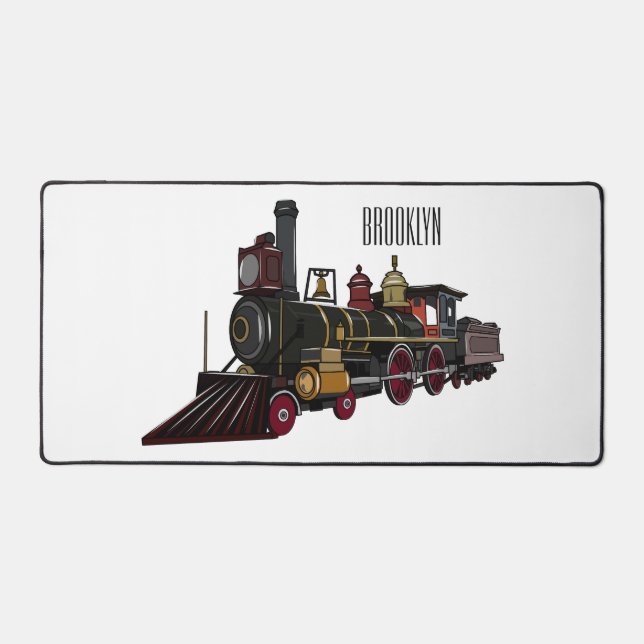 Steam locomotive cartoon illustration  desk mat (Front)