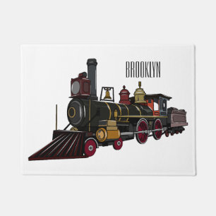 Steam locomotive cartoon illustration doormat