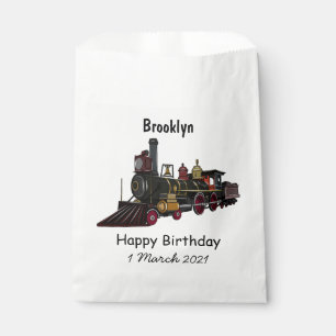 Steam locomotive cartoon illustration favour bag