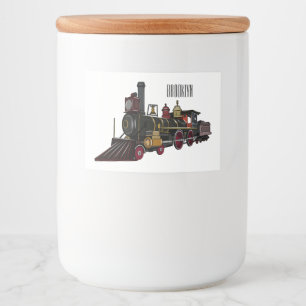 Steam locomotive cartoon illustration food label