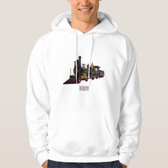 Steam locomotive cartoon illustration  hoodie (Front)