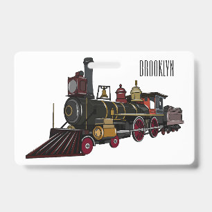 Steam locomotive cartoon illustration ID badge