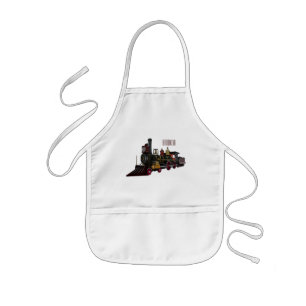 Steam locomotive cartoon illustration kids apron