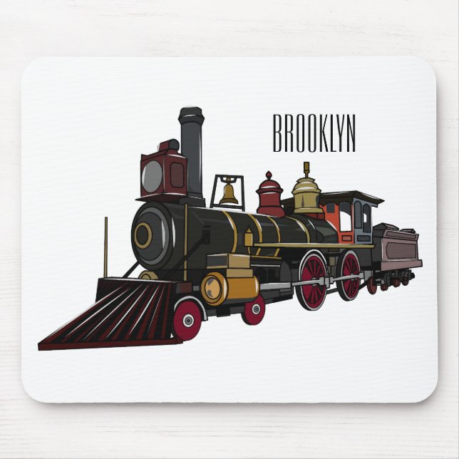 Steam locomotive cartoon illustration  mouse pad (Front)