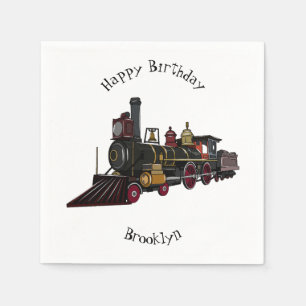 Steam locomotive cartoon illustration  napkin