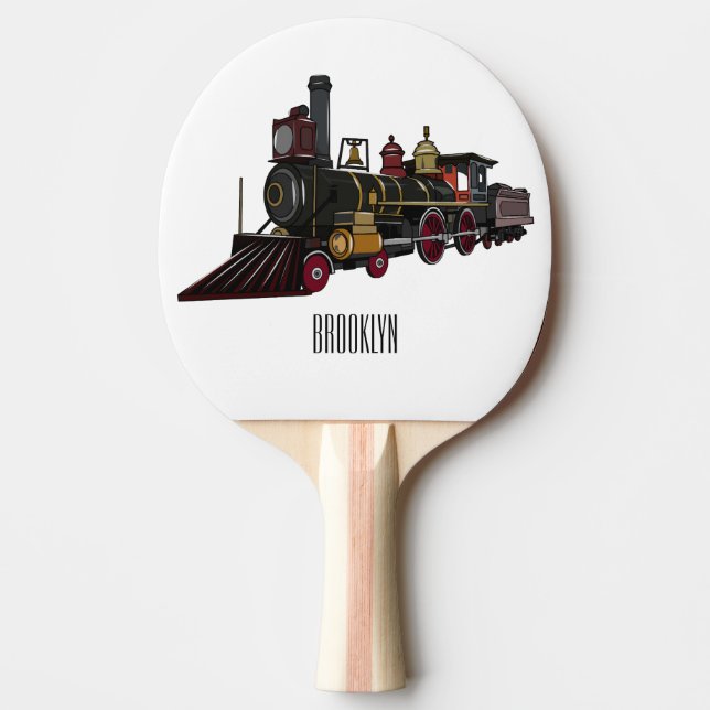 Steam locomotive cartoon illustration  ping pong paddle (Front)