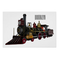 Steam locomotive cartoon illustration