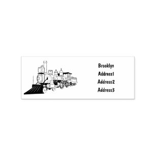 Steam locomotive cartoon illustration rubber stamp