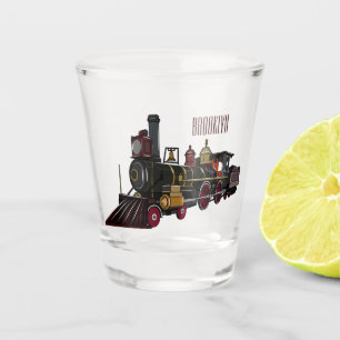 Steam locomotive cartoon illustration shot glass