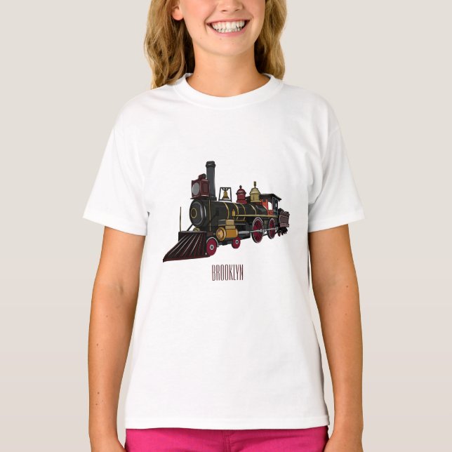 Steam locomotive cartoon illustration  T-Shirt (Front)