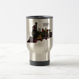 Steam locomotive cartoon illustration  travel mug