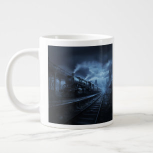 Steam Locomotive On A Dark Stormy Night Large Coffee Mug