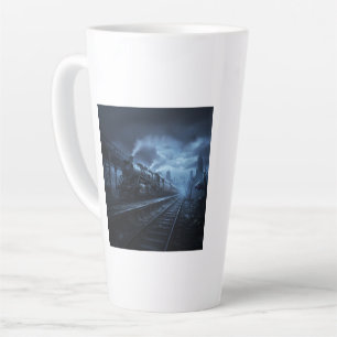Steam Locomotive On A Dark Stormy Night Latte Mug