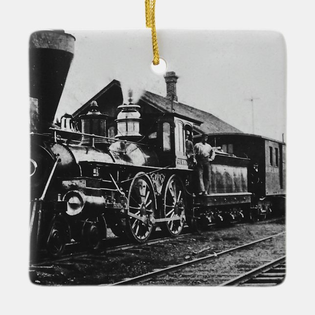 Steam Locomotive Railroad Ceramic Ornament (Front)