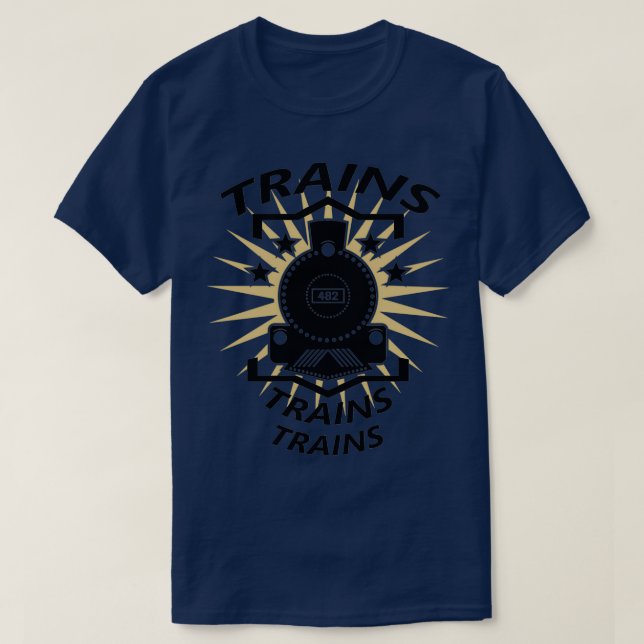 Steam locomotive railway workers train trains T-Shirt (Design Front)
