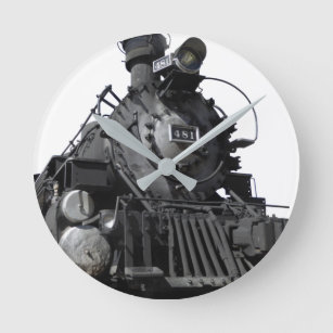 Steam Locomotive Train Railway Railroad Gifts Roun Round Clock