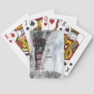 Steam Locomotive Train Travelling Through the Snow Playing Cards