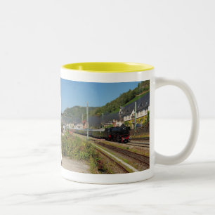 steam locomotive with special train in Lorch Two-Tone Coffee Mug