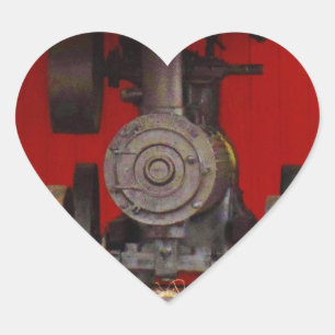 Steam powered Antique Tracter Heart Sticker