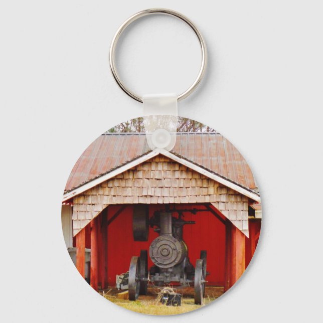 Steam powered Antique Tracter Key Ring (Front)