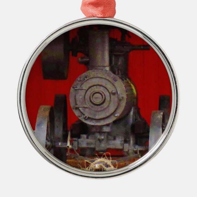 Steam powered Antique Tracter Metal Ornament (Front)