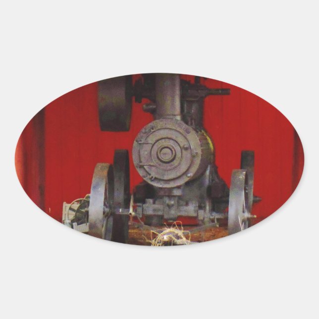 Steam powered Antique Tracter Oval Sticker (Front)