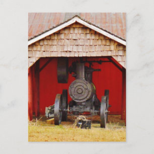 Steam powered Antique Tracter Postcard