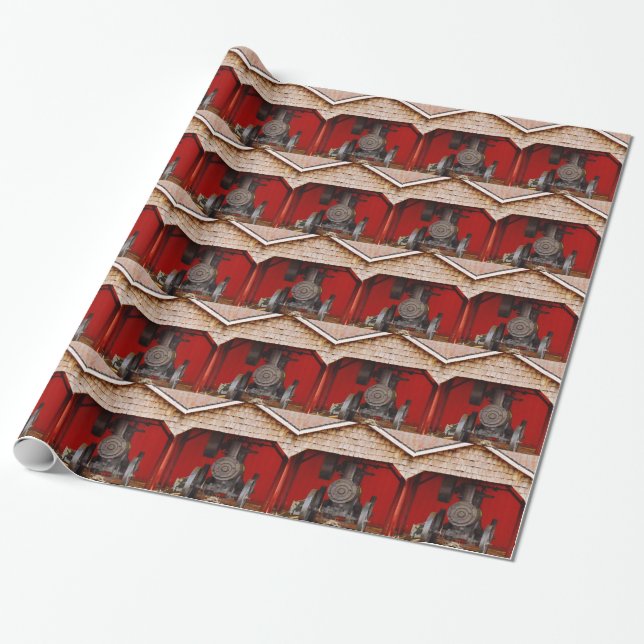 Steam powered Antique Tracter Wrapping Paper (Unrolled)