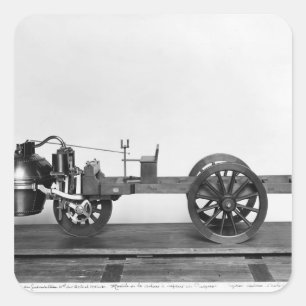 Steam-powered car invented square sticker