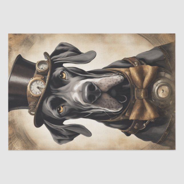 Steam-Powered Elegance: Great Dane in Steampunk Tissue Paper (Front)