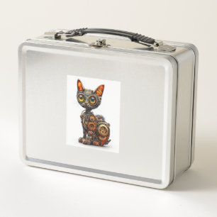 Steam Powered Purr � Steampunk Robot Cat Metal Lunch Box