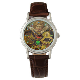 STEAM PUNK ANGEL GEARS ,MECHANISM AND GEMSTONES WATCH