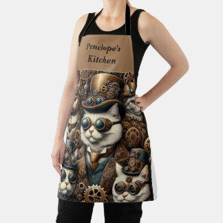Steam Punk Cat Kitchen Apron